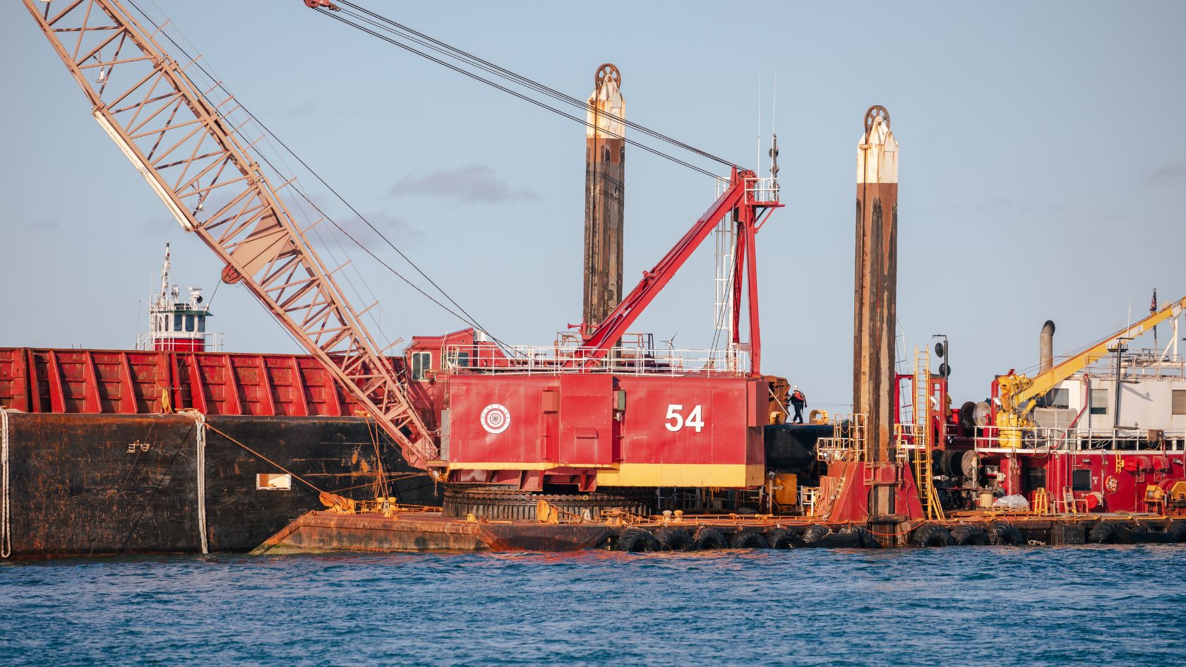 port everglades dredge crane 54 barge golden hour