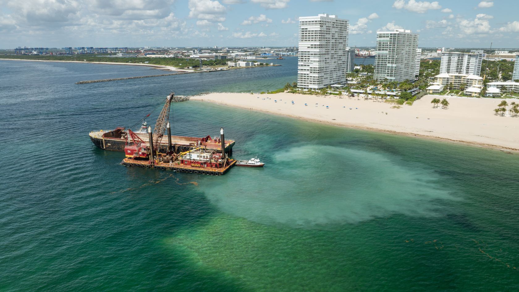 port everglades dredging plume beachfront condos aerial
