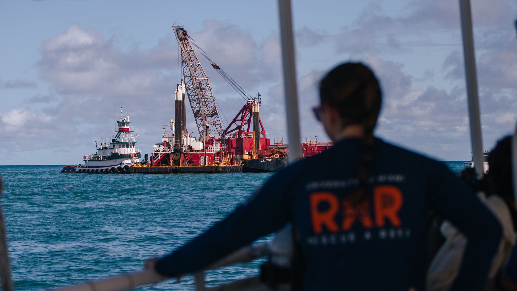 rescue a reef researcher watching port everglades dredge
